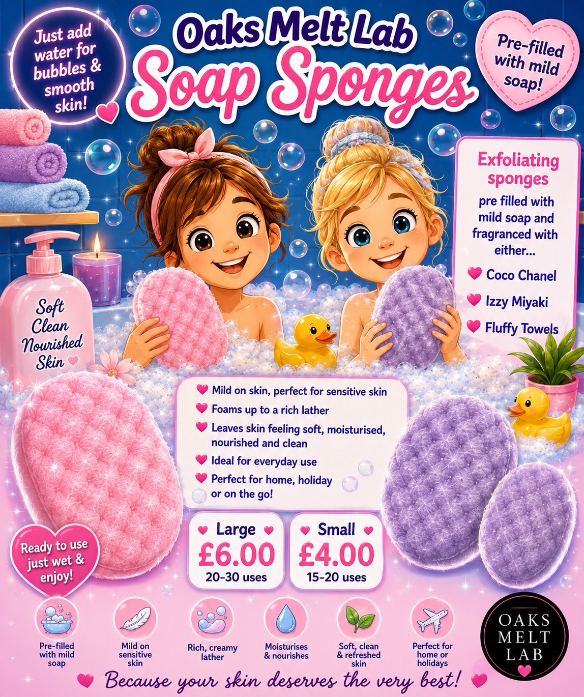Soap sponges various fragrances
